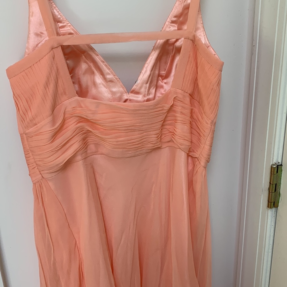 Vintage 100% silk peach chiffon dress. matching chiffon shawl M - Picture 10 of 16